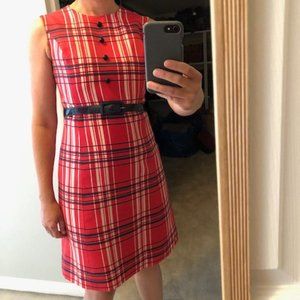VINTAGE Mod plaid 1960s dress